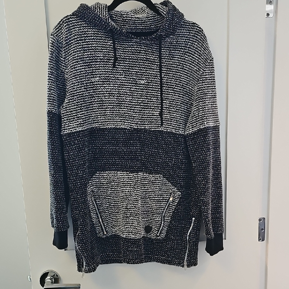 Soulstar Monochrome Striped Men's Hoodie Sweater Size M